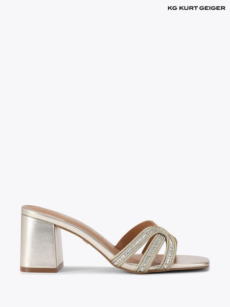 Kg Kurt Geiger Gold Regard Block Sandals (F88089) | £89