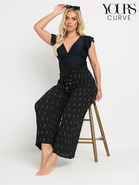 Yours Curve Black Beach Trouser (F88150) | £27