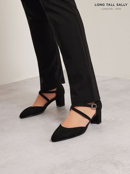 Long Tall Sally Black Cross Strap Maryjane Pumps (F88162) | £50