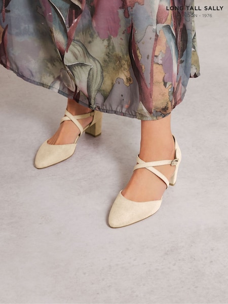 Long Tall Sally Nude Cross Strap Maryjane Pumps (F88165) | £50