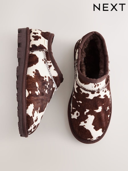Chocolate Cow Faux Fur Shoot Slippers (F88201) | £32