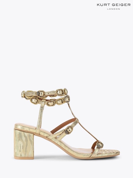 Kurt Geiger London Gold Regent Block Gladiator Sandals (F88264) | £189