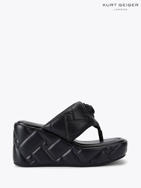 Kurt Geiger London Kensington Puffthong Black Sandals (F88336) | £179