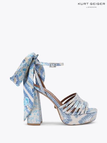 Kurt Geiger London Pierra Ankle Tie Platform Blue Sandals (F88341) | £179