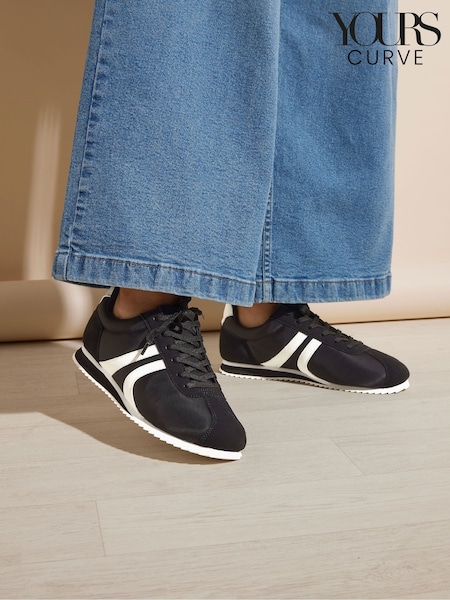 Yours Curve Black Extra-Wide Fit Runner Trainers (F88455) | £37