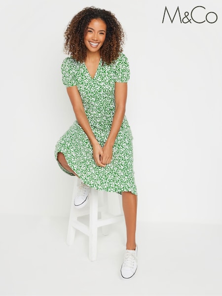 M&Co Green Jersey Wrap Dress (F88482) | £39