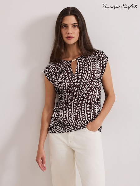 Phase Eight Brown Livie Print Top (F88512) | £65