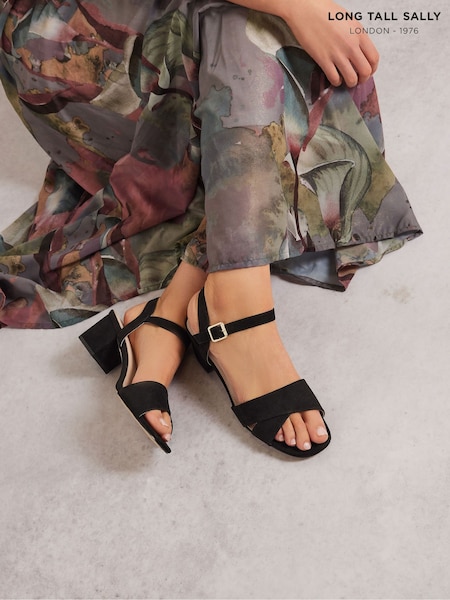 Long Tall Sally Black Two Part Block Sandals (F88604) | £50
