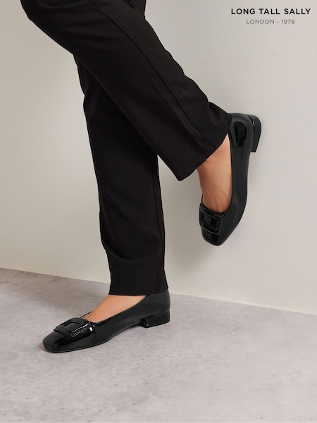 Long Tall Sally Black Square Toe Patent Shoes (F88630) | £47