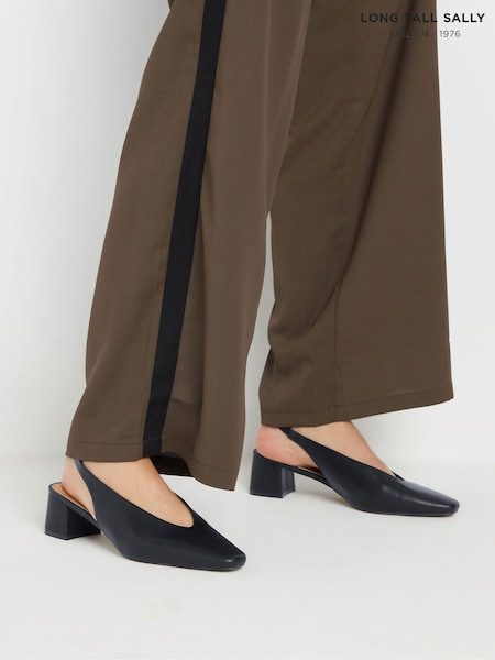 Long Tall Sally Black Slingback Mid Block Shoes (F88641) | £50