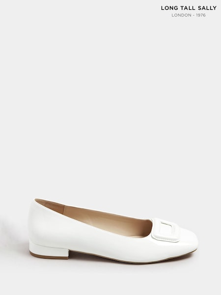 Long Tall Sally White Square Toe Patent Shoes (F88653) | £47