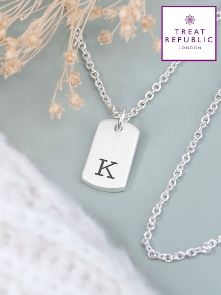Treat Republic Monogrammed Tag Necklace (F88787) | £25