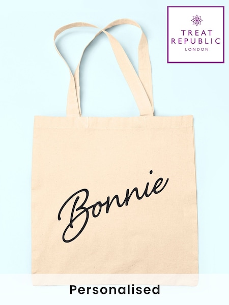 Treat Republic Personalised Name 100% Linen Tote Bag (F88789) | £24