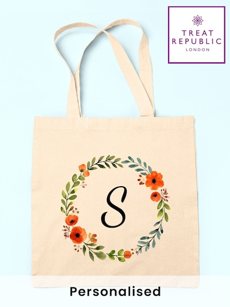 Treat Republic Personalised Autumn Wreath 100% Linen Tote Bag (F88798) | £24