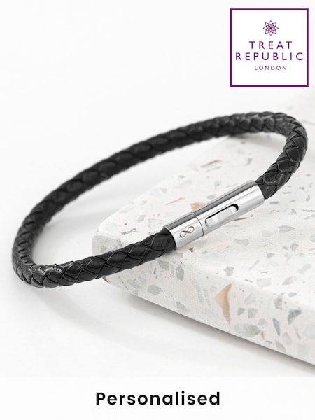 Treat Republic Mens Personalised Infinity Capsule Leather Bracelet (F88805) | £30