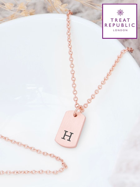 Treat Republic Monogrammed Tag Necklace (F88817) | £25