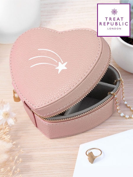 Treat Republic Customisable Icon Pink Heart Jewellery Case Shooting Star (F88823) | £25