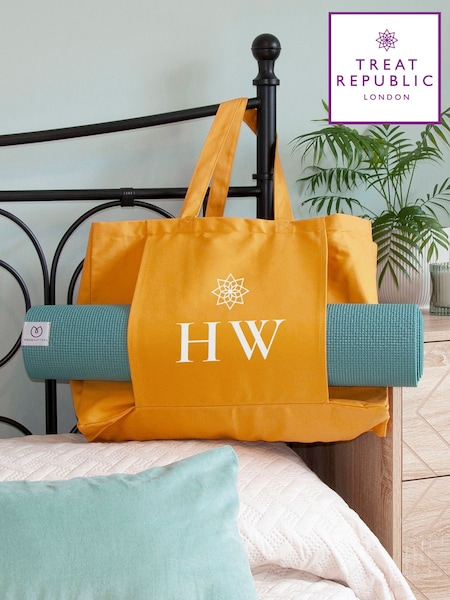 Treat Republic Monogrammed Organic Yoga Tote Bag (F88829) | £25