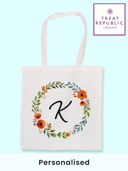 Treat Republic Personalised Autumn Wreath Tote White Bag (F88838) | £19