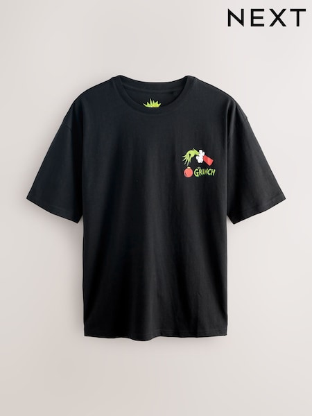 Black Grinch Regular Fit Christmas Graphic Print T-Shirt (F88898) | £22