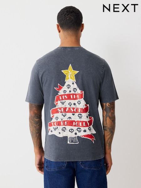 Charcoal Grey Regular Fit Christmas T-Shirt (F88923) | £20