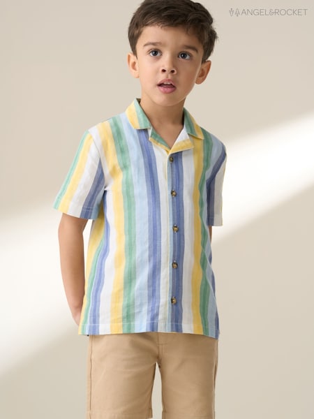 Angel & Rocket Blue Jax Multi Stripe 100% Cotton Shirt (F88988) | £20 - £24