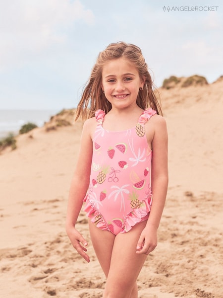 Angel & Rocket Pink Emmie Fruit Print Swimsuit (F89016) | £20 - £24