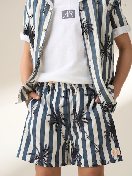 Angel & Rocket Black Gus Palm Print Swim Shorts (F89029) | £18 - £22