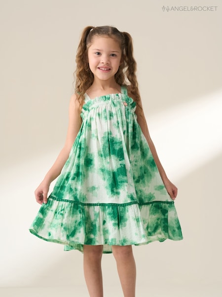 Angel & Rocket Green Palmeria Tie Dye 100% Cotton Sun Dress (F89040) | £28 - £32
