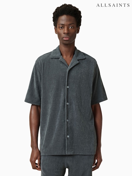 AllSaints Blue Felix Short Sleeve Shirt (F89070) | £85