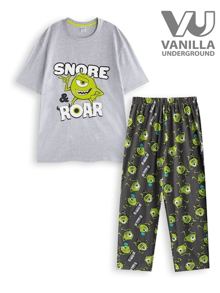 Vanilla Underground Black Mens Disney Monsters Inc Multicoloured Short Sleeve Long Leg 100% Cotton Pyjamas Set (F89089) | £28