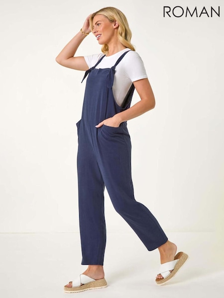 Roman Blue Petite Strap Woven Jumpsuit (F89101) | £48