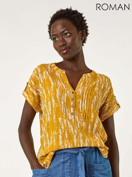 Roman Yellow Print Button Detail Top (F89147) | £32