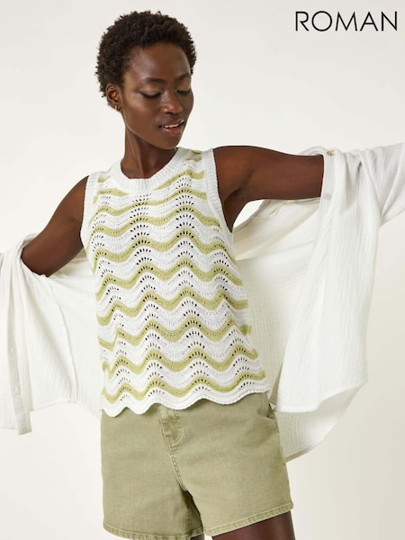 Roman White Scallop Wave Knit Vest (F89154) | £32