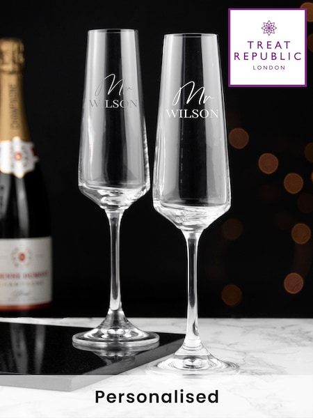 Treat Republic Personalised Couples Champagne Flute Set (F89202) | £30