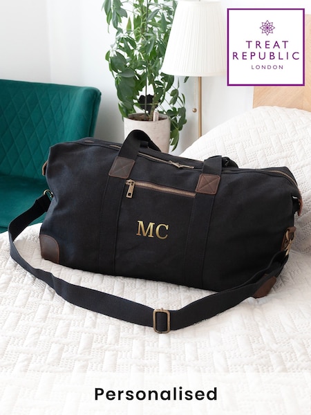 Treat Republic Personalised Luxury Waxed Canvas Holdall (F89205) | £89