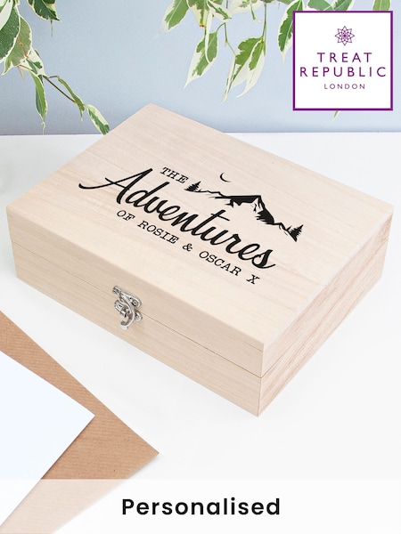 Treat Republic Personalised Small Adventure Memories Wooden Box (F89208) | £22