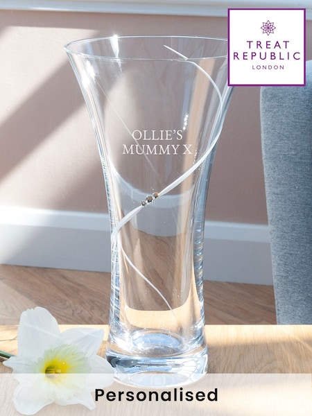 Treat Republic Personalised Hollow Sided Vase with Crystals (F89244) | £40