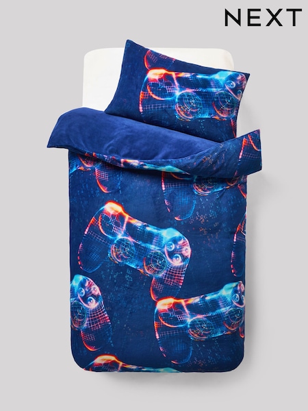 Blue Gamer Cosy Fleece Duvet Cover and Pillowcase Set (F89270) | £30 - £40