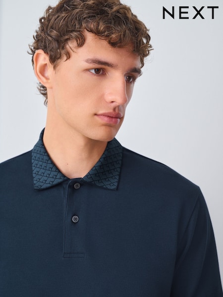 Navy Blue Short Sleeve Smart Collar Polo Shirt (F89311) | £28