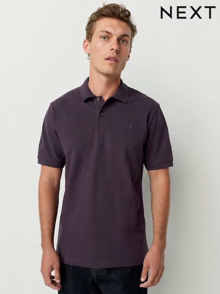 Dark Purple Regular Fit Short Sleeve Pique Polo Shirt (F89353) | £18