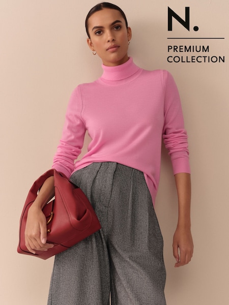 Pink 100% Merino Wool N.Premium Roll Neck Jumper (F89419) | £40