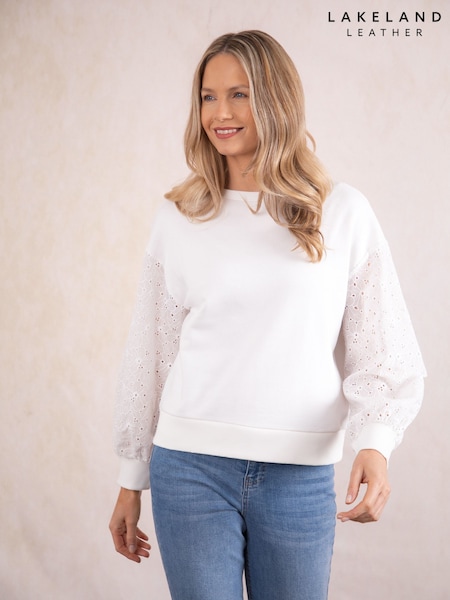 Lakeland Clothing Skye Embroidered Cream Sweatshirt (F89428) | £45