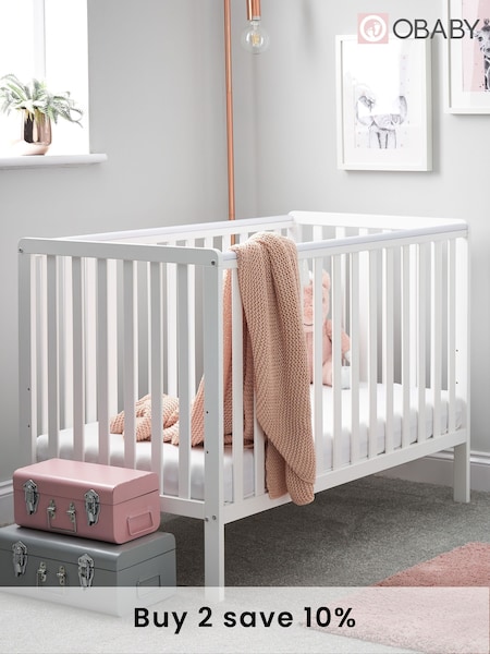 Obaby White Bantam Nursery Cot Bed and Fibre Mattress (F89441) | £190