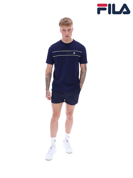 Fila Blue Williams Contrast Piping 100% Cotton T-Shirt (F89585) | £28