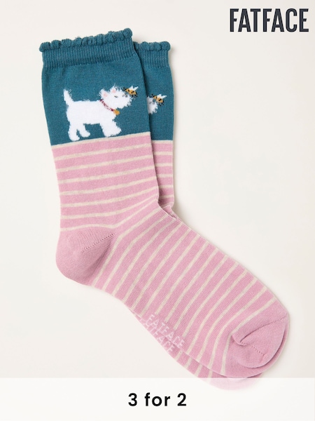 FatFace Teal Blue Westie Socks (F89598) | £7.50