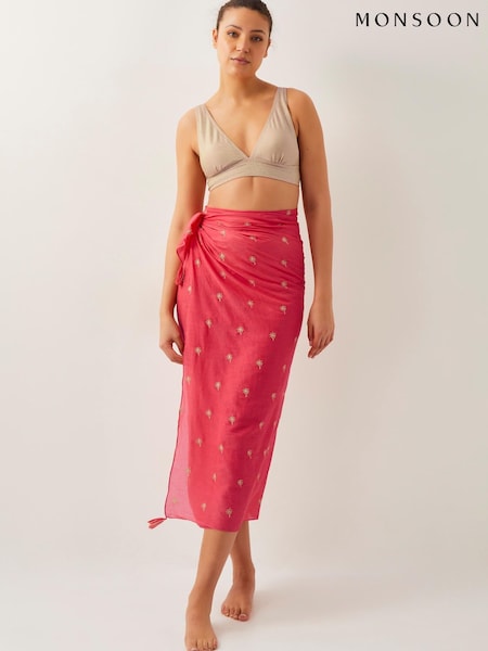 Monsoon Orange Ivy Palm Embroidered Sarong (F89676) | £29