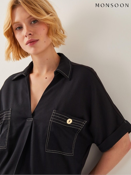 Monsoon Black Feyn Short Sleeve Utility Top (F89686) | £49