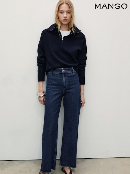 Mango Dark Blue Catherin Culotte High Waist Jeans (F89697) | £40