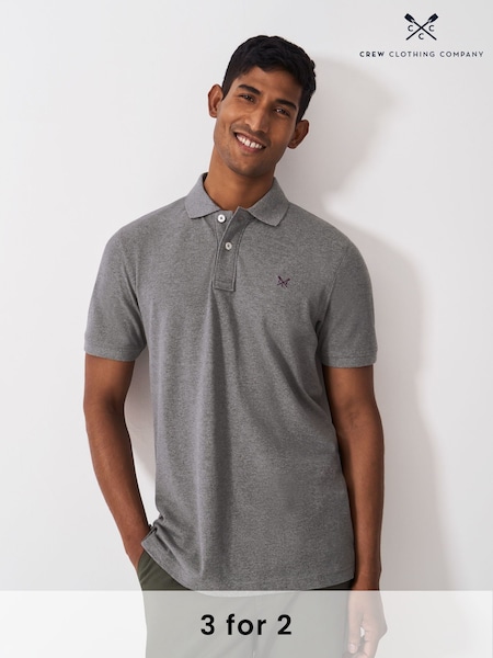 Crew Clothing Company Grey Classic Pique 100% Cotton Polo Shirt (F89721) | £40